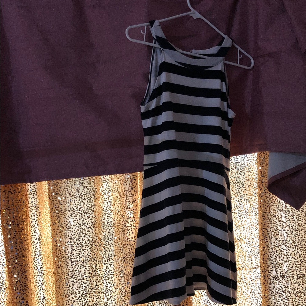 Chic Black and White Striped Mini Dress